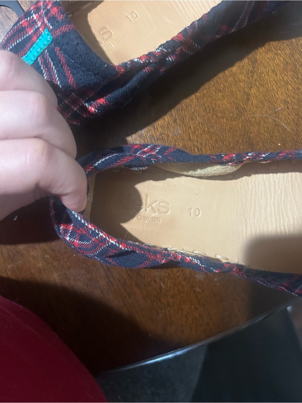 Tieks Plaid Ballet Flats in Navy with Red & Teal Accents women’s size 10 - Picture 5 of 5